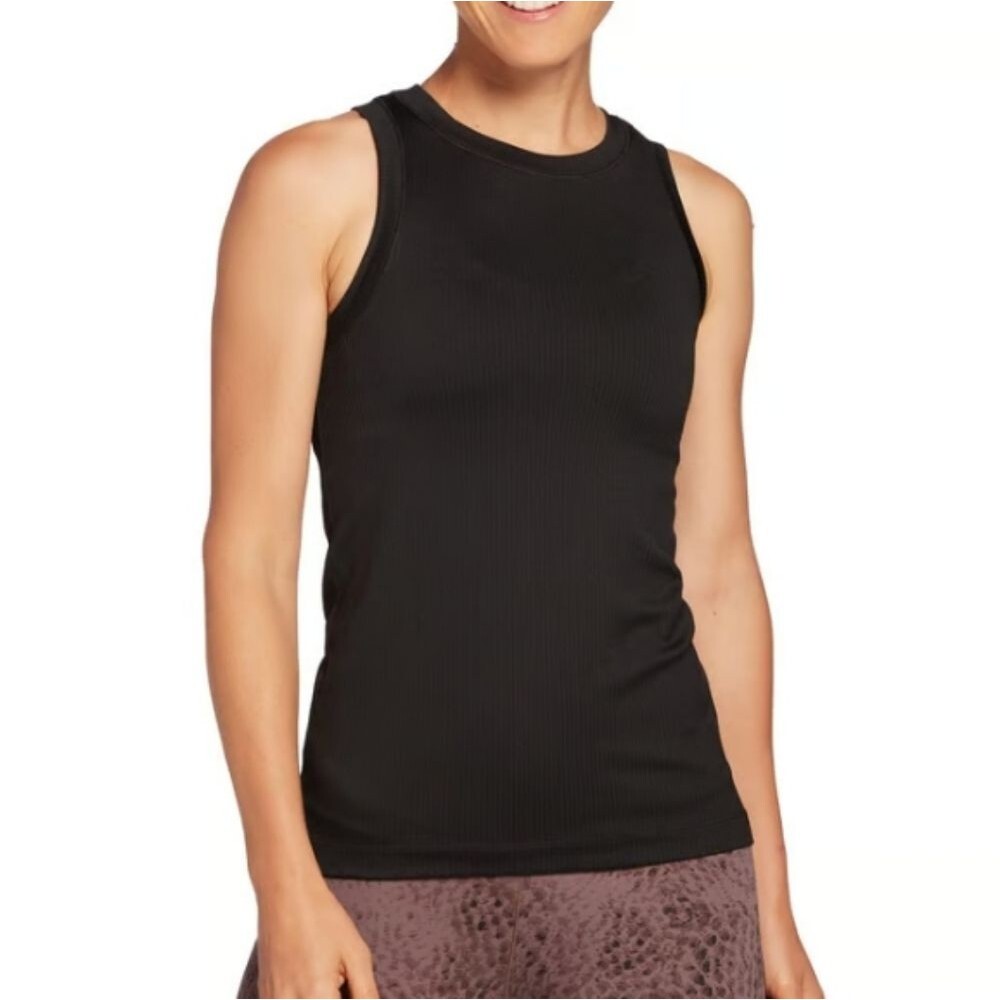 CALIA by Carrie Underwood Black Ribbed Athletic Tank Top, Size XL